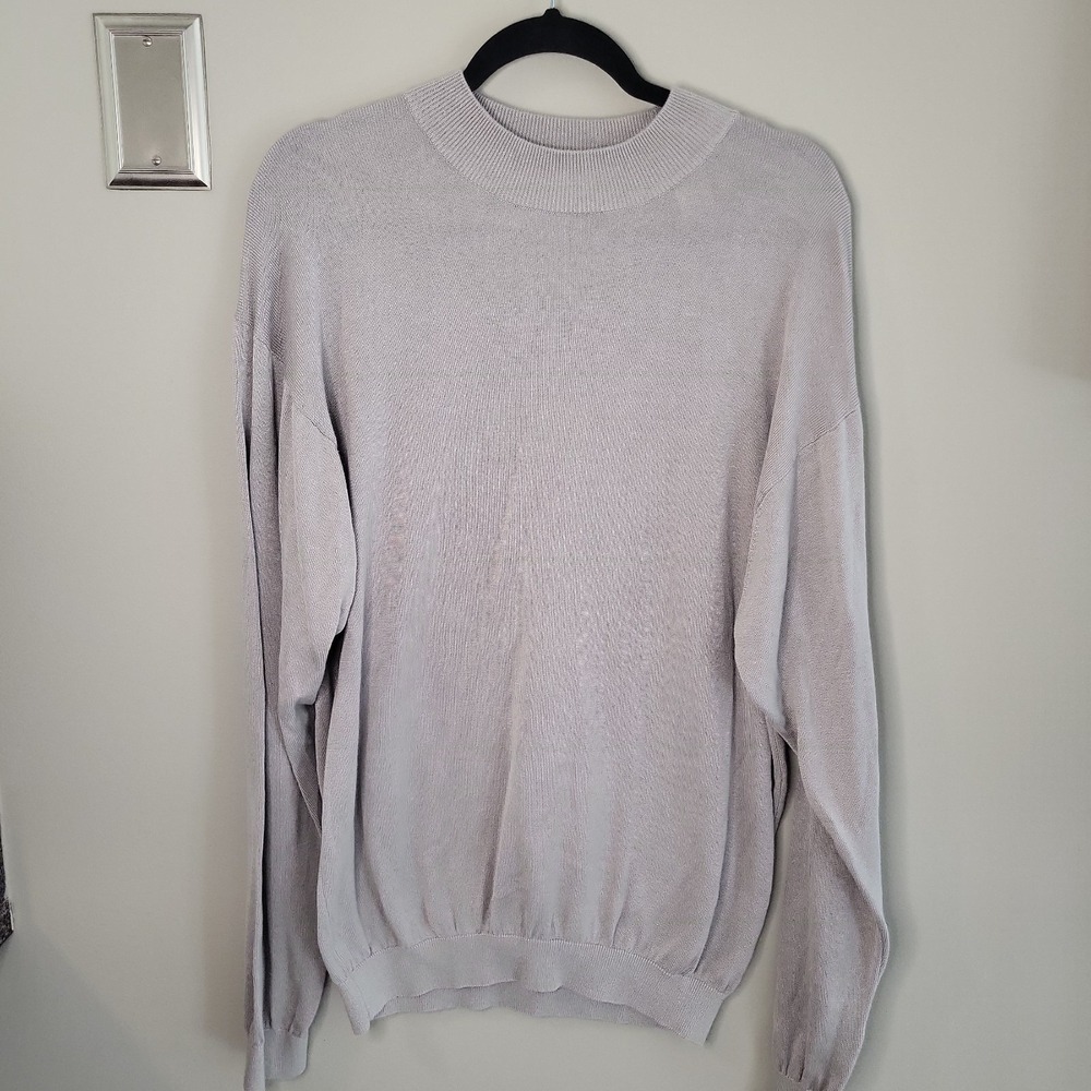 Pronto Uomo‎ Silk Mock Neck Sweater Medium Mens Minimalist Gray
